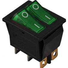 KCD2-2101N C3-GR/B 220V Перемикач 2 клав. зелений з підсвічуванням