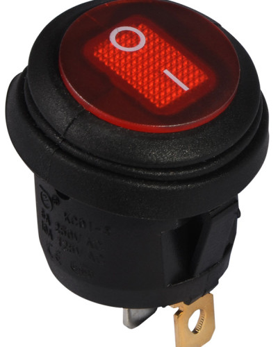 KCD1-5-101NW R/B 220V   Перемикач 1 клав.круглий вологозах. червоний з підсвічуванням