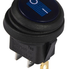 KCD1-8-101NW BL/B 220V   Перемикач 1 клав.круглий вологозах. синій з підсвічуванням