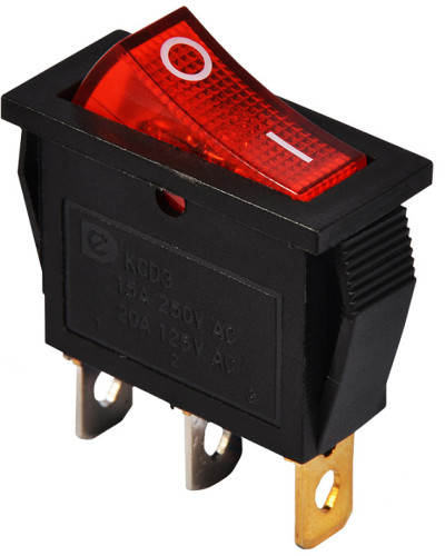 KCD3-101N R/B 220V  Перемикач 1 клав. червоний з підсвічуванням