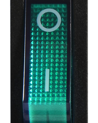 KCD3-101N GR/B 220V  Перемикач 1 клав. зелений з підсвічуванням