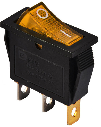 KCD3-101N 220V  YL/B Перемикач 1 клав. жовтий з підсвічуванням