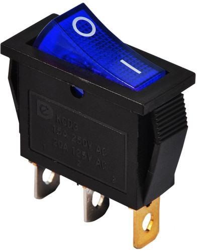 KCD3-101N BL/B 220V  Перемикач 1 клав. синій з підсвічуванням