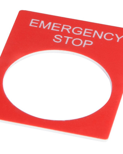 Табличка маркувальна EMERGENCY STOP червона прямокутна для кнопок XB2
