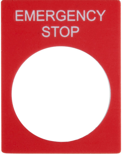 Табличка маркувальна EMERGENCY STOP червона прямокутна для кнопок XB2