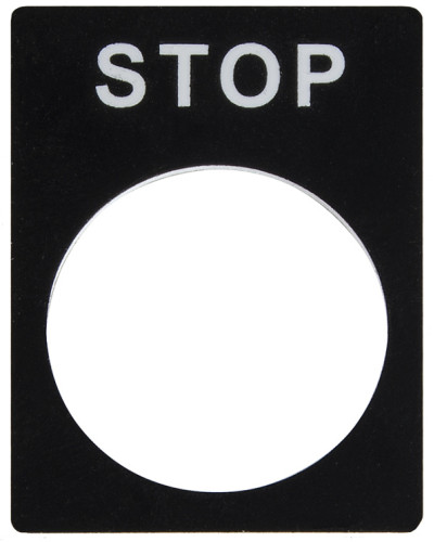 Табличка маркувальна STOP чорна для кнопок XB2