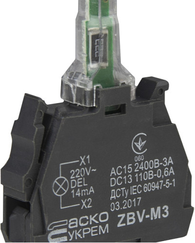 ZBV-M3 Блок для підсвіч. зелений 220В для кнопок TB5