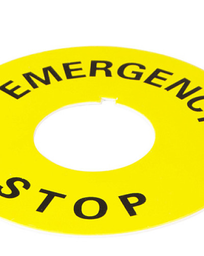 Табличка маркувальна EMERGENCY STOP  жовта кругла для кнопок XB2
