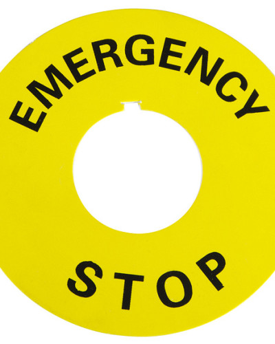 Табличка маркувальна EMERGENCY STOP  жовта кругла для кнопок XB2
