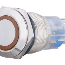 TYJ 19-272  Кнопка металева пласка з підсвічуванням, 2NO+2NC, жовта  220V.