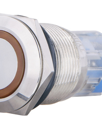 TYJ 19-272  Кнопка металева пласка з підсвічуванням, 2NO+2NC, жовта  220V.