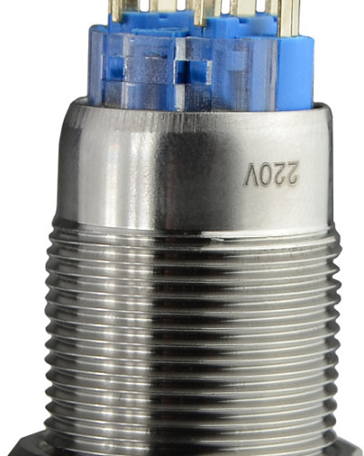TYJ 19-272 Кнопка металева пласка з підсвічуванням, 2NO+2NC, зелена 220V.