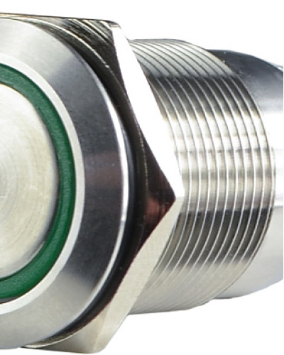 TYJ 19-272 Кнопка металева пласка з підсвічуванням, 2NO+2NC, зелена 220V.
