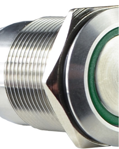 TYJ 19-272 Кнопка металева пласка з підсвічуванням, 2NO+2NC, зелена 220V.