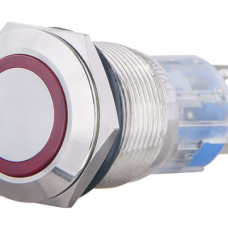 TYJ 19-272 Кнопка металева пласка з підсвічуванням, 2NO+2NC, червона 220V.