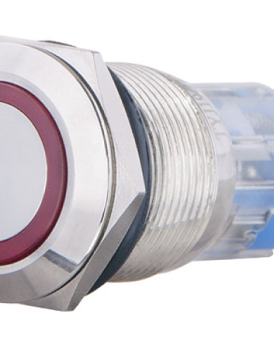 TYJ 19-272 Кнопка металева пласка з підсвічуванням, 2NO+2NC, червона 220V.