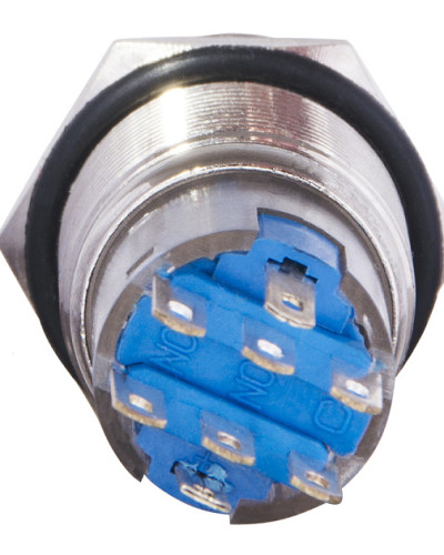 TYJ 19-272 Кнопка металева пласка з підсвічуванням, 2NO+2NC, червона 220V.