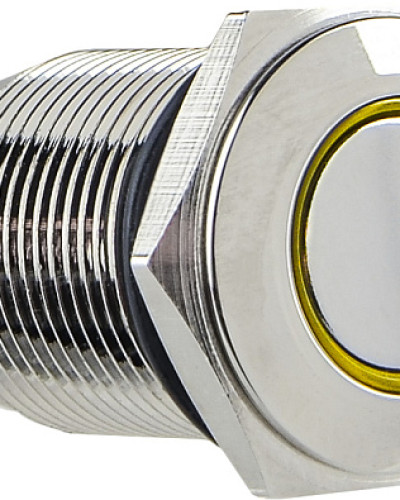 TYJ 16-261  Кнопка металева пласка з підсвічуванням, 1NO+1NC, жовта  220V.