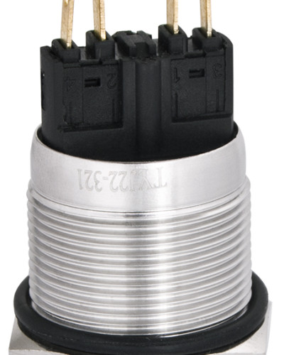 TYJ 22-321  Кнопка металева звиступом з фікс., 1NO+1NC.
