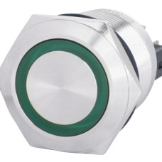 TYJ 22-271 Кнопка металева пласка з підсвічуванням, 1NO+1NC, зелена  220V.