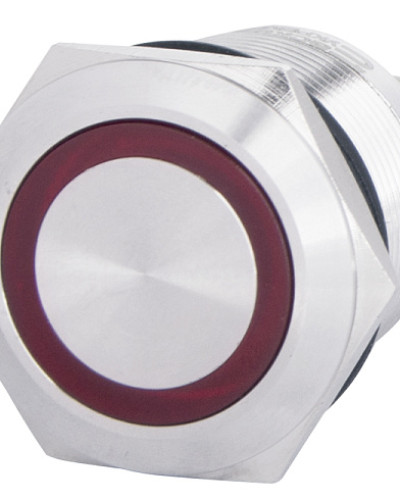 TYJ 22-271 Кнопка металева пласка з підсвічуванням, 1NO+1NC, червона 220V.