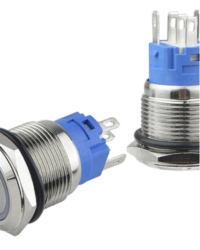 TYJ 19-271  Кнопка металева пласка з підсвічуванням, 1NO+1NC, червона  220V.