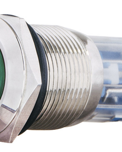 TYJ 19-271 Кнопка металева пласка з підсвічуванням, 1NO+1NC, зелена  24V.