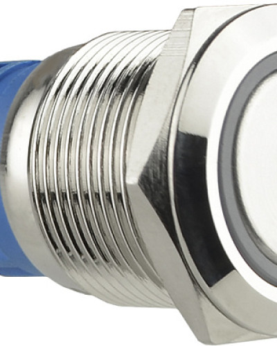 TYJ 19-271 Кнопка металева пласка з підсвічуванням, 1NO+1NC, зелена  24V.