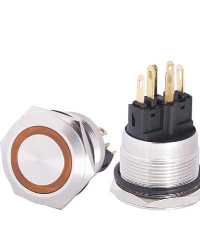 TYJ 22-271  Кнопка металева пласка з підсвічуванням, 1NO+1NC, жовта  24V.