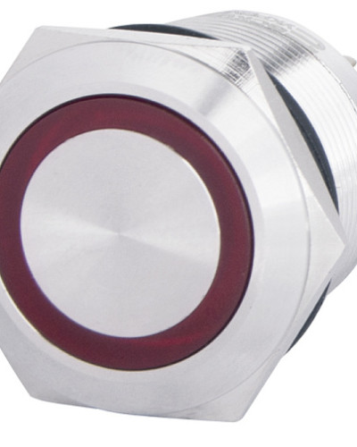 TYJ 22-271 Кнопка металева пласка з підсвічуванням, 1NO+1NC, червона 24V.