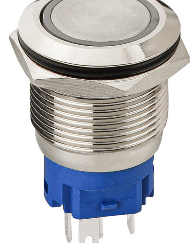 TYJ 19-271  Кнопка металева пласка з підсвічуванням, 1NO+1NC, червона 12V.