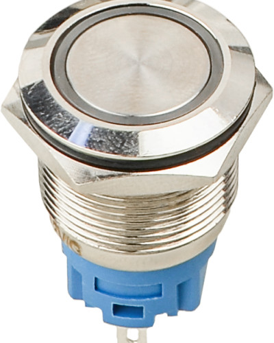 TYJ 19-271  Кнопка металева пласка з підсвічуванням, 1NO+1NC, зелена 12V.