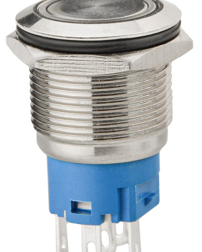 TYJ 19-271  Кнопка металева пласка з підсвічуванням, 1NO+1NC, зелена 12V.