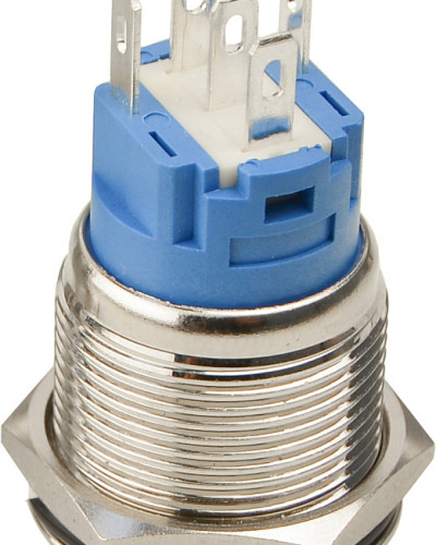 TYJ 19-271  Кнопка металева пласка з підсвічуванням, 1NO+1NC, синя 12V.