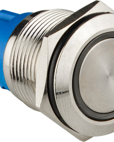 TYJ 19-271  Кнопка металева пласка з підсвічуванням, 1NO+1NC, синя 12V.