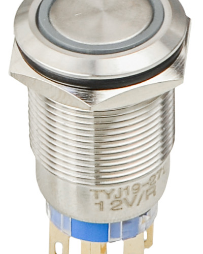 TYJ 19-272 Кнопка металева пласка з підсвічуванням, 2NO+2NC, червона 12V.