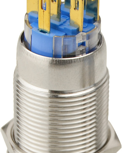 TYJ 19-272 Кнопка металева пласка з підсвічуванням, 2NO+2NC, зелена 12V.