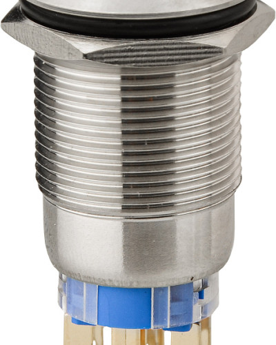 TYJ 19-272 Кнопка металева пласка з підсвічуванням, 2NO+2NC, синя 12V.
