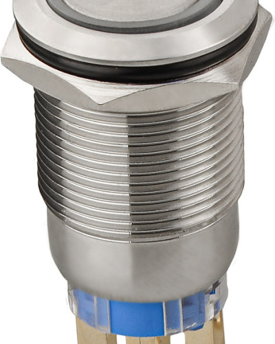 TYJ 19-272 Кнопка металева пласка з підсвічуванням, 2NO+2NC, синя 12V.