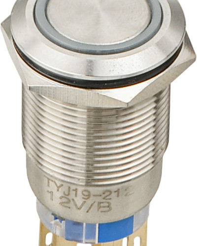 TYJ 19-272 Кнопка металева пласка з підсвічуванням, 2NO+2NC, синя 12V.