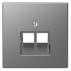 Центральна накладка для 1-ної розетки  RJ45, нержавіюча сталь, Merten System Design Schneider Electric MTN4522-6036