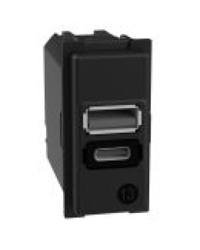 Механизм зарядного устройства USB 2 разъема тип - A/C 15 Вт/3000мА 1 модуль Bticino Living Now K4191AC