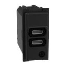 Механизм зарядного устройства USB 2 разъема тип - C/C 15 Вт/3000мА 1 модуль Bticino Living Now K4191CC