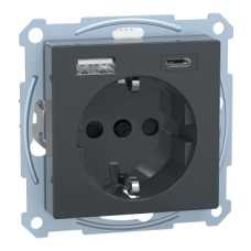 РОЗЕТКА 16 A + USB A+C 3 A, Антрацит Schneider Electric MTN2367-0414
