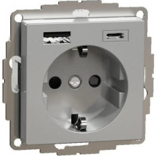 РОЗЕТКА 16 A + USB A+C 3 A, Алюміній Schneider Electric, MTN2367-0460