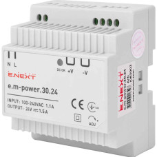 Блок живлення на DIN-рейку e.m-power.30.24 30Вт, DC24В