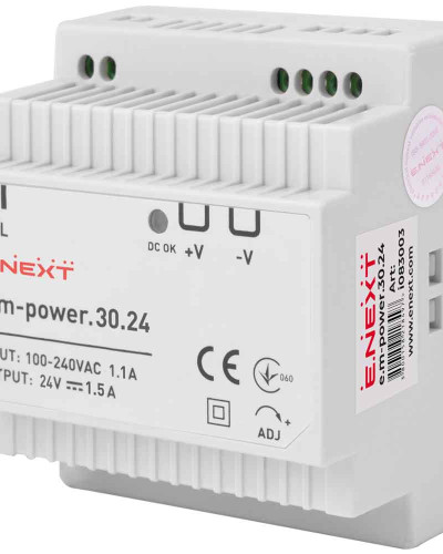 Блок живлення на DIN-рейку e.m-power.30.24 30Вт, DC24В