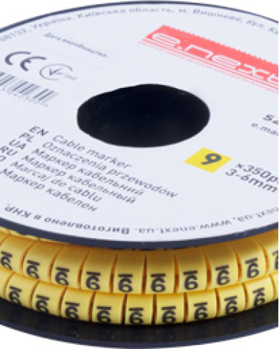Маркер кабельний e.marker.stand.3.6.9, 3-6 кв.мм, "9", 350 шт