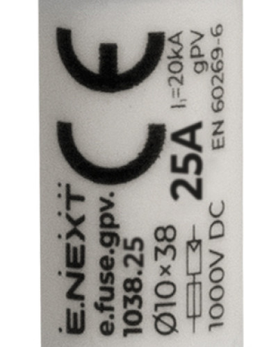 Запобіжник плавкий e.fuse.gpv.1038.25, 10x38, gPV, 25A, 1000VDC, 20kA