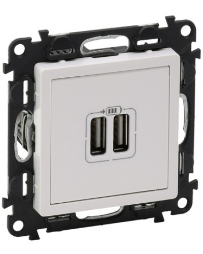 Розетка USB для зарядки двойная белый, Valena LIFE